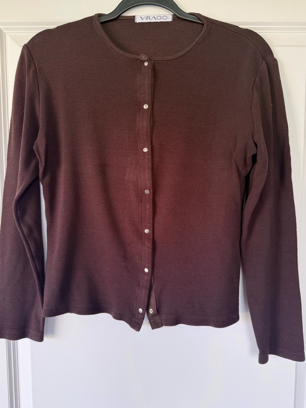 Virgo Brown Button-Front Lightweight Cardigan